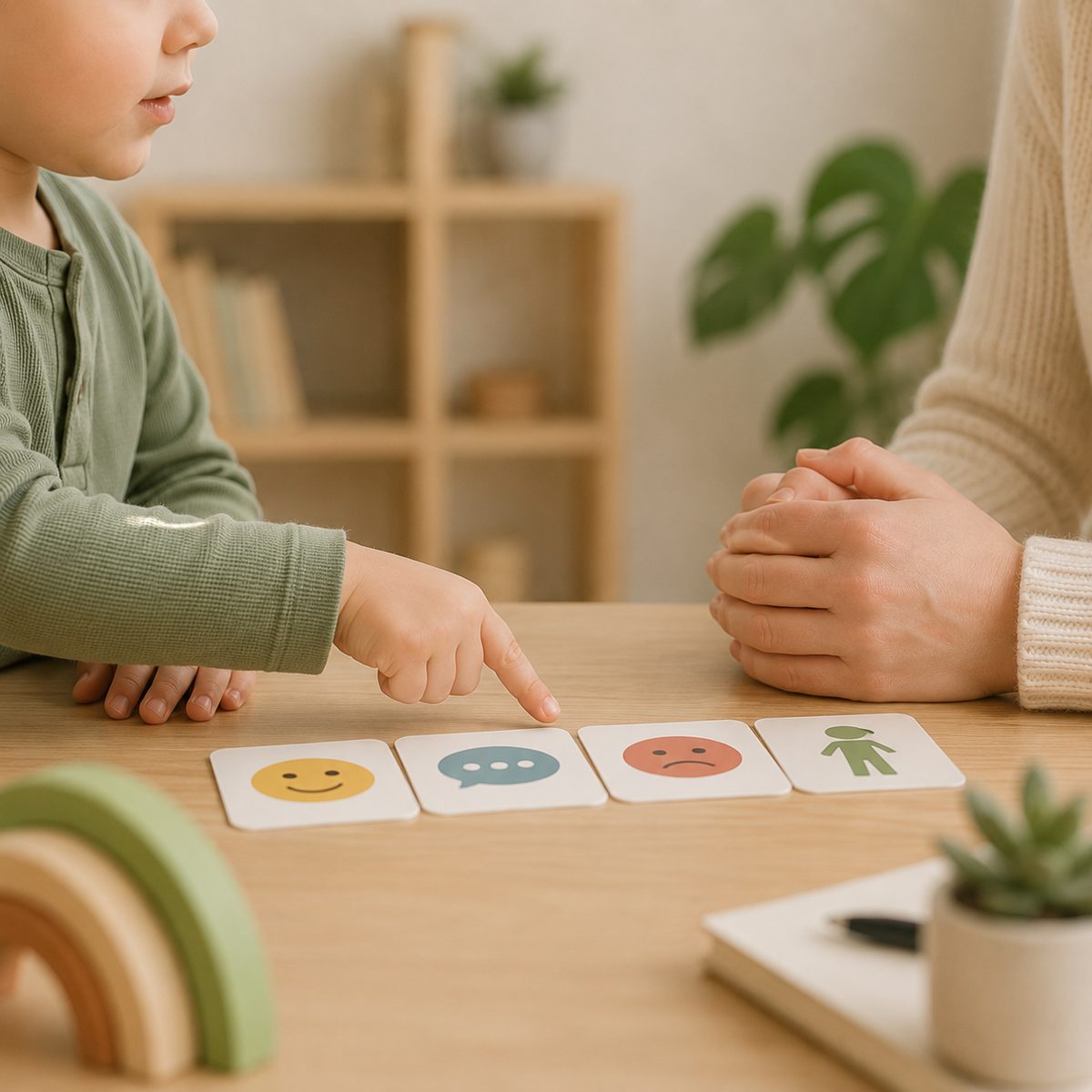 Bambino durante un'attività di educazione professionale